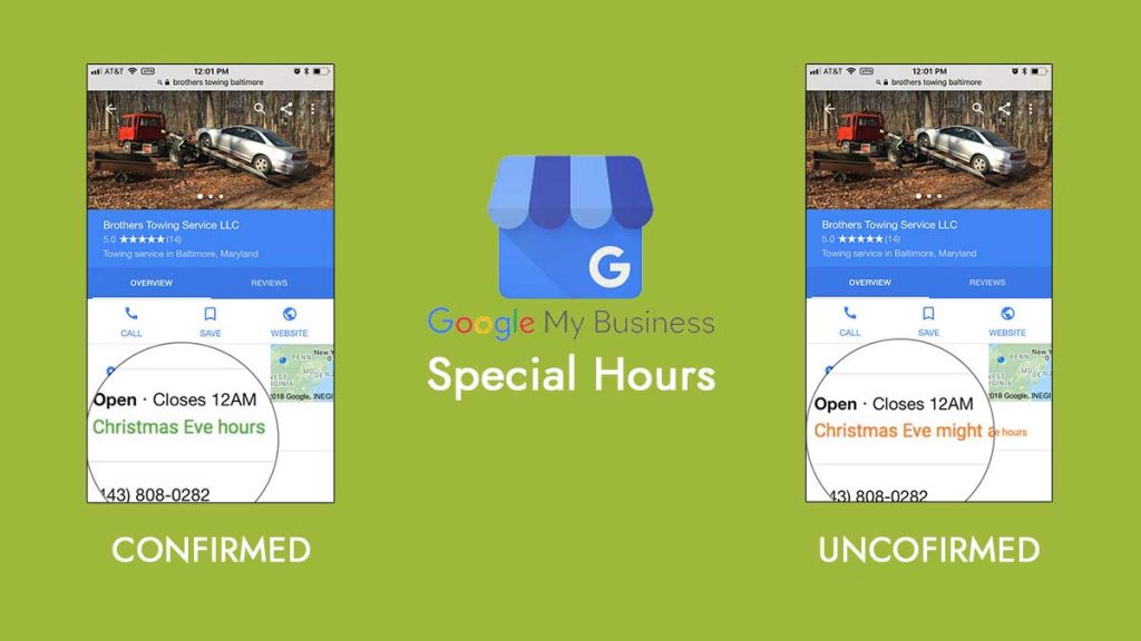 Google My Business holiday hours
