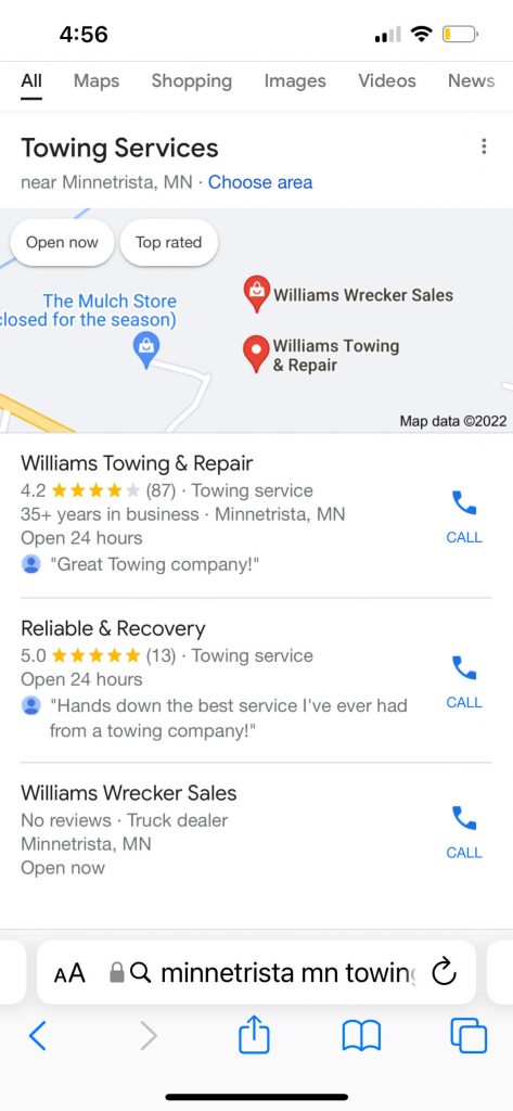 how do i get more towing calls local pack example